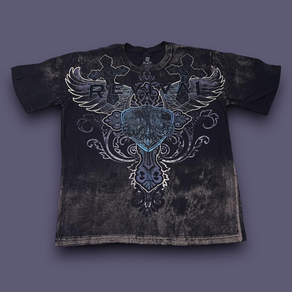 Y2K Revival Cross Graphic Tshirt Size XL Mcbling Cybergrunge Emo